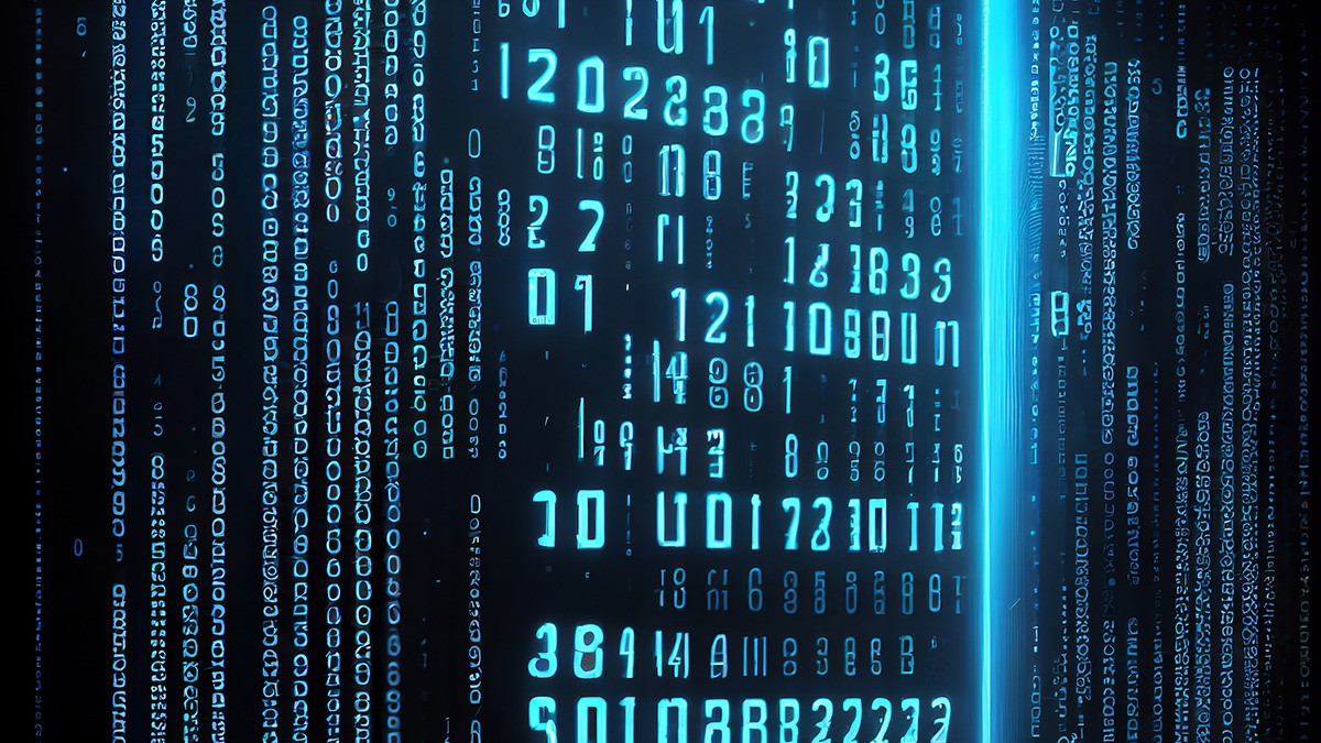 Binary computer matrix code data stream abstract background showing a coding transmission over the global internet network for cloud storage encryption, Generative AI stock illustration image